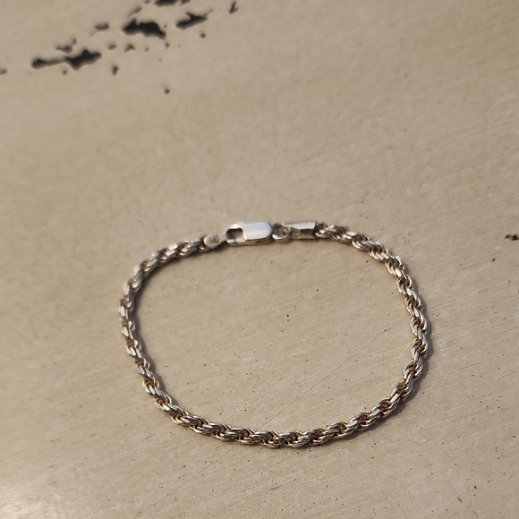 Sterling Silver Rope Chain Bracelet Made In Italy 925 SPI - Picture 1 of 6